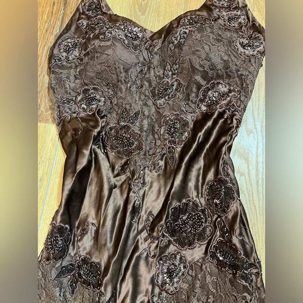 Vintage 90’s 100% Silk Beaded Dress Vintage Beaded Dress Lace Dress Silk Prom - Picture 4 of 17